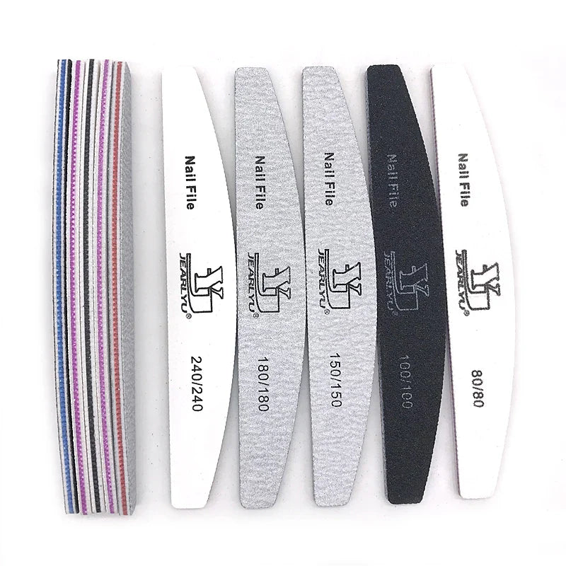 5/25Pcs/Lot Nail File Mix Color 80/100/150/180/240 Grit Professional Sandpaper Cuticle Remover Buffer Files Manicure Tool Set