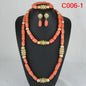 Latest Coral Jewelry Sets Nigerian Dubai Orange Necklace Sets of Beads African
