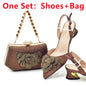 Women's Shoe and Bag Set Latest Luxury Italian Rhinstone Design for Wedding and