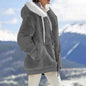 Women's Winter Fashionable Hooded Fleece Solid Color Jacket