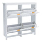 Livingandhome Flip Down Wood Shoe Cabinet in White for Hallway, Mudroom or Entryway