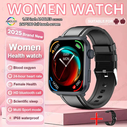2025 AI Diagnosis NFC Smart Watch Women 1.85 inch AMOLED Blood pressure Heart