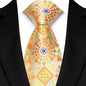 8cm Width Yellow Color Neck Ties For Men Paisley Dots Handmade