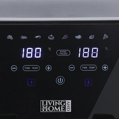 KOMORE 8L 1700W Touch Screen Dual Basket Air Fryer 80°C-200°C Adjustable Temperature & 30min Timer Setting &Automatic Shutoff