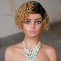 Ombre Blonde T1B27Pixie Cut Short Curly Bob Side Part Non Lace Front 100%