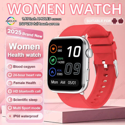 2025 AI Diagnosis NFC Smart Watch Women 1.85 inch AMOLED Blood pressure Heart