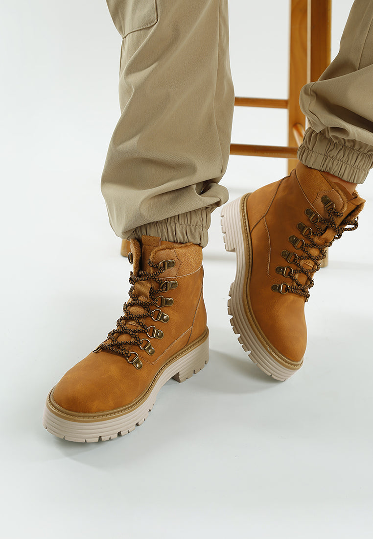 Boskoff Lace-Up Chunky Warm Ankle Boots