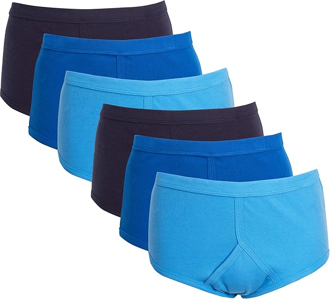 Pack of 6 Men's Cotton Y Front Briefs Comfortable Breathable Underwear with Soft Stretch Waistband Hypoallergenic Durable by Sock Stack