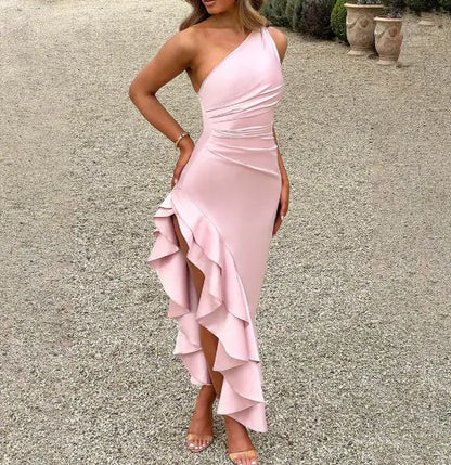 Elegant Slim Sloping Backless Dress