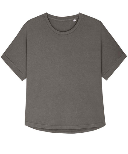Organic Garment Dyed Roll Sleeve T-shirt: Womens