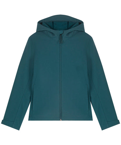 Recyled Polyester Hooded Softshell Jacket: Womens
