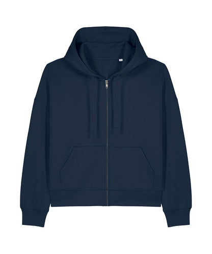 Organic Dropped Shoulder Zipped Hoodie: Womens