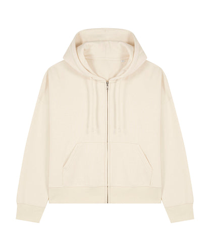 Organic Dropped Shoulder Zipped Hoodie: Womens