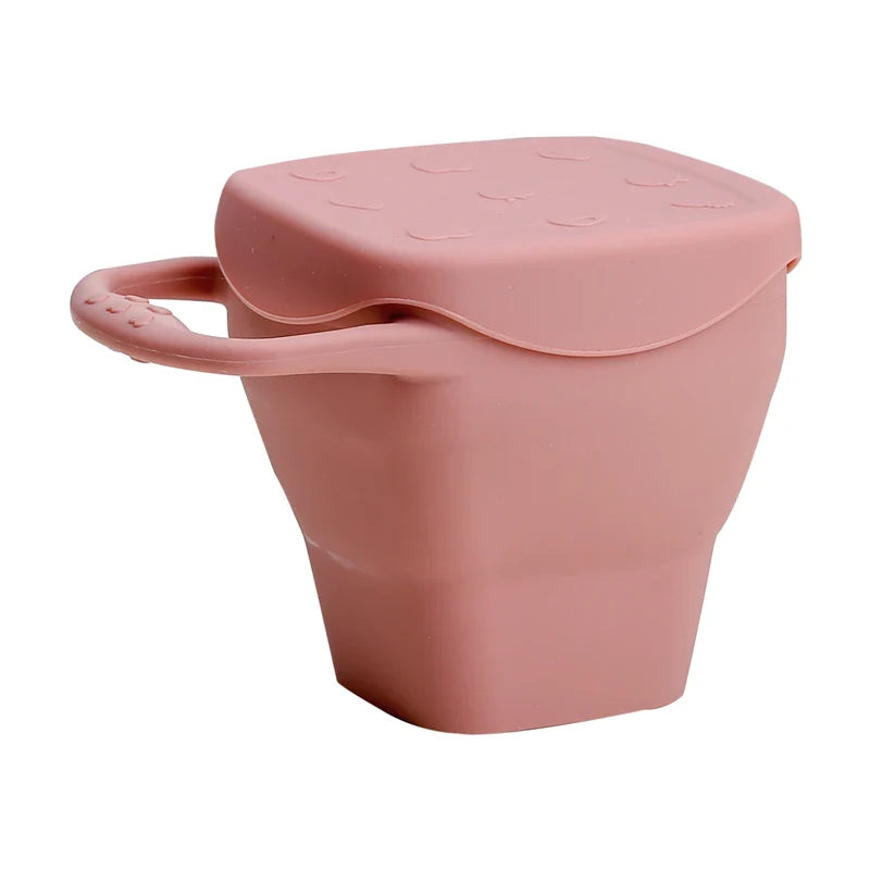 Baby Silicone Snack Cups for Toddlers Spill Proof Collapsible Toddle Portable Silicone Snack with Lids Baby food Storage Tank