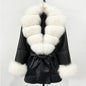 Women's Large Faux Fur Leather Jacket Warm Autumn Winter Outwear High Street