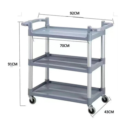 Dining Car Trolley Multi-Functional Plastic Mobile Restaurant Ding Room Commercial Three-Layer Bowl-Receiving Cart Serving Car
