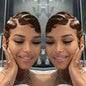 Finger Wave Brazilian Remy Human Hair 13x4 Lace Front Wig 180% Density Pixie Cut for Natural Look  Black 99j wig