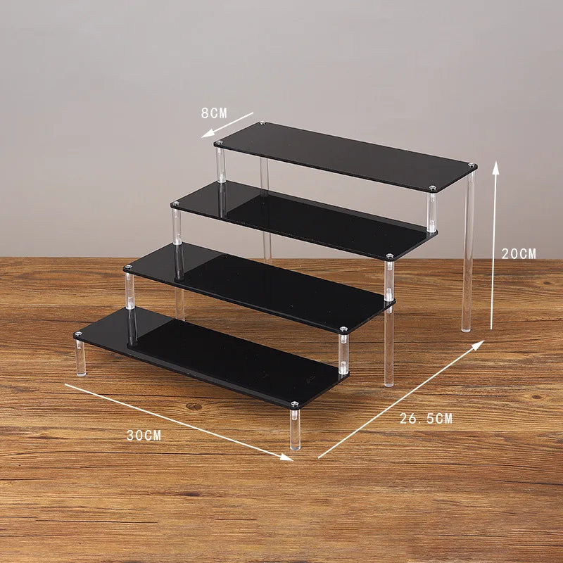 Acrylic Riser Display Stand Perfume Organizer Shelves for Amiibo Funko Figures Toys Cupcake Desserts Collection Cosmetic Jewelry