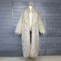 Faux Fur Jacket Women Long Coat Thick Fluffy Winter Warm Shaggy Overcoat Open Stitch Outerwear Turn Down Collar High Street