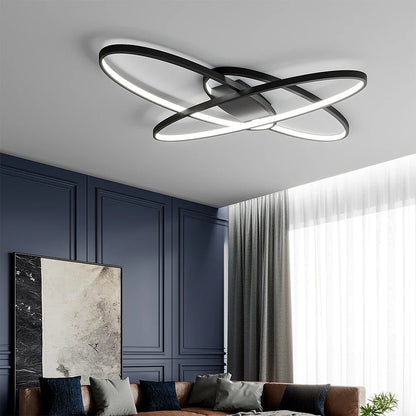 KOMORE Minimalistic Unique Oval LED Semi-Flush Ceiling Light, 76 W Cool White for Office, Living Room, Bedroom, Kitchen, Hallway