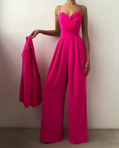 Imani - Elegant Spaghetti Strap Wide-Leg Jumpsuit