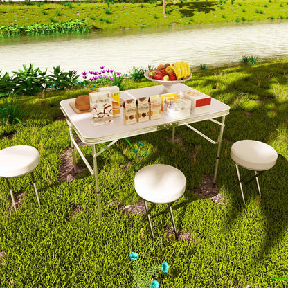 3FT/90CM Picnic Folding Tables, Aluminium Foldable Portable Adjustable Height Lightweight for Camping BBQ, 90x60x37/67cm