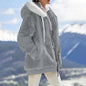 Women's Winter Fashionable Hooded Fleece Solid Color Jacket
