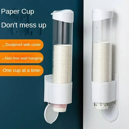 Disposable Paper Cups Dispenser Plastic Cup Holder for Water Dispenser Wall Mounted Automatic Cup Storage Rack Cups Container
