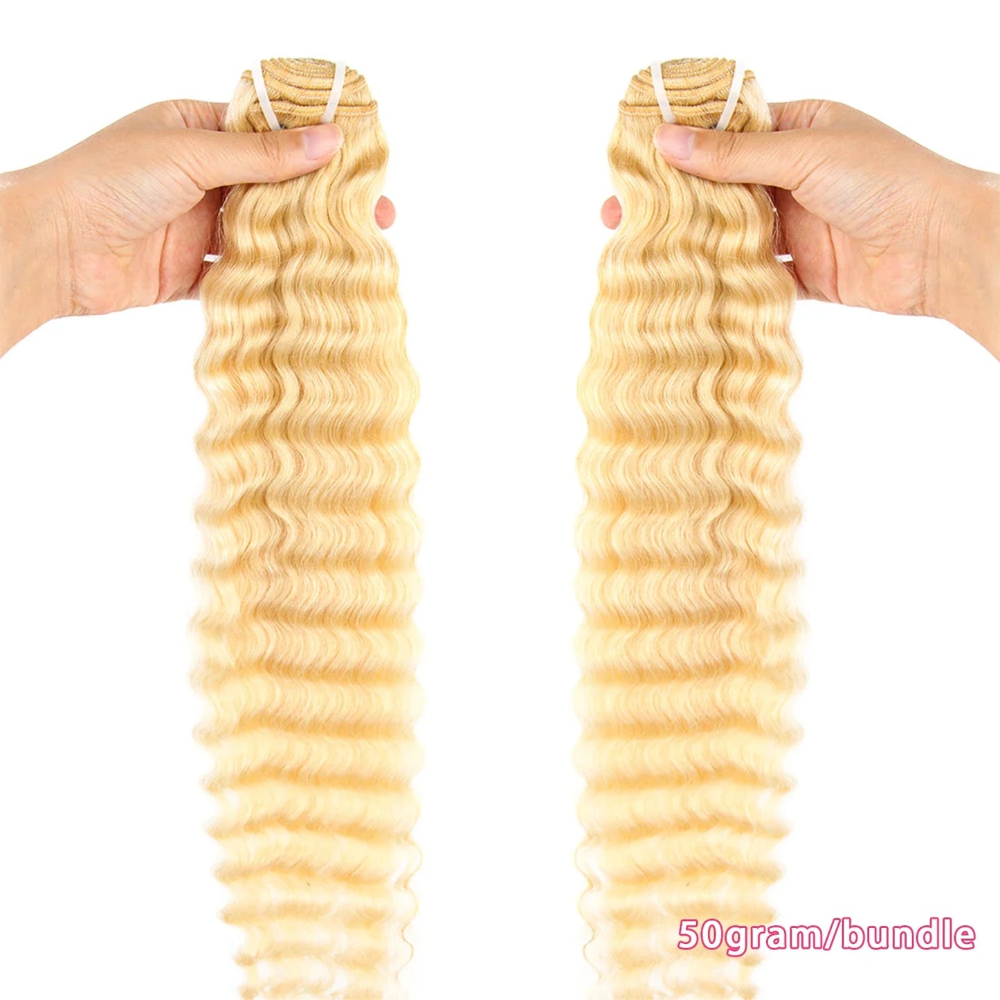 Brazillian Human Hair Bundles 613 Deep Wave 10-30 Inch Remy Weave Extensions 50g Bleachable Sew-in
