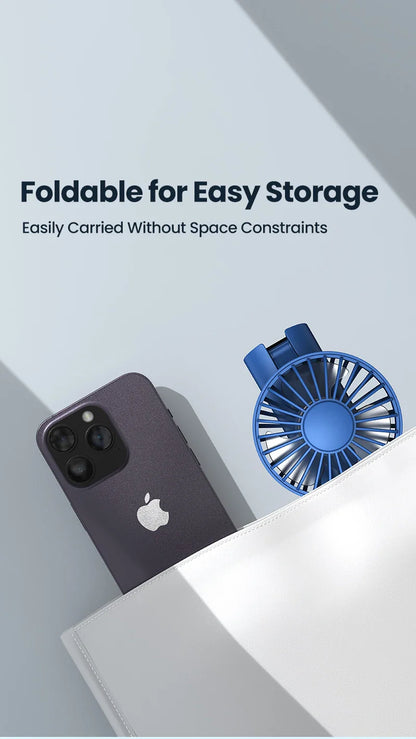 TOPK Portable Hand Held Fan,5000mAh 2-IN-1 Neck HandHeld Fan 180° Foldable Whisper-Quiet Brushless Motor Comes with Hanging Rope