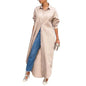 Women Shirt Windproof Shirt Dress Versatile Hem Stylish Autumn Winter Solid