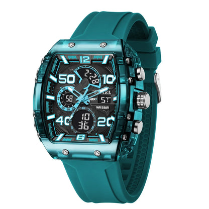 Men's 8109 electronic watch fashion square dual display waterproof luminous
