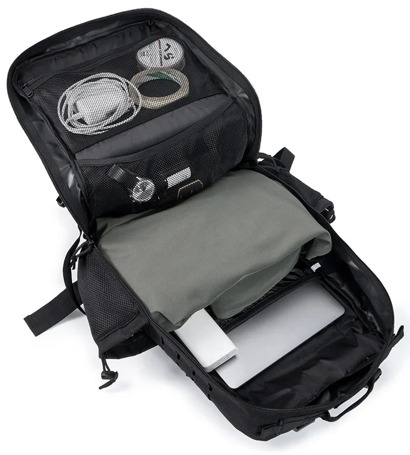 QT&QY 50L Tactical Backpack survival Bag Hunting MOLLE Backpack GYM For Men EDC Outdoor Hiking Rucksack Witch Bottle Holder