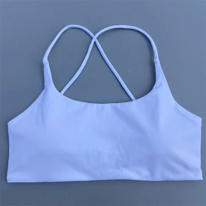 Women Sports Bra Sexy Cross Straps Back Fitness Bralette High Impact Gym Yoga Workout Crop Top Vest Push Up Running Underwear