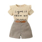 2PCS Toddler Baby Girl Clothing Set Letter Print Short Sleeve Top+Checkered