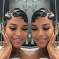 Finger Wave Brazilian Remy Human Hair 13x4 Lace Front Wig 180% Density Pixie Cut for Natural Look  Black 99j wig