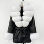 Women's Large Faux Fur Leather Jacket Warm Autumn Winter Outwear High Street