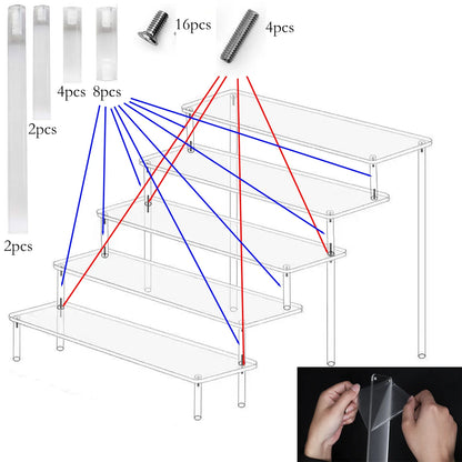 Acrylic Riser Display Stand Perfume Organizer Shelves for Amiibo Funko Figures Toys Cupcake Desserts Collection Cosmetic Jewelry