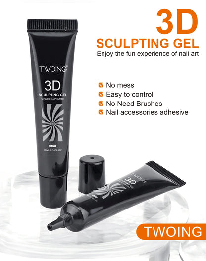 3pcs 3D Nail Art Gel - DIY Designs,Waterproof Sculpting gel，Waterproof Nail Art Design Gel for Intricate Carvings & Shapes 10ml