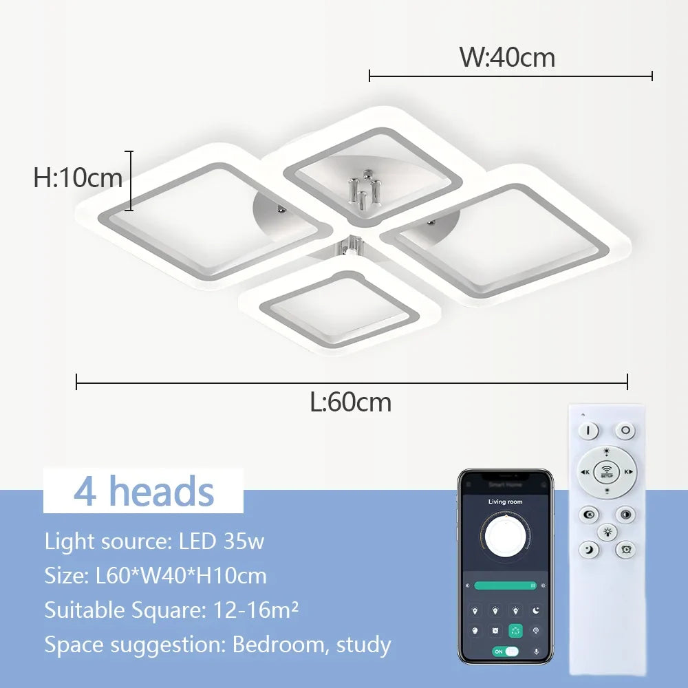Modern LED Ceiling Light Dimmable Ceiling Lamp Fixture  Acrylic Flush Mount Ceiling Chandelier Lighting for Living Room Home