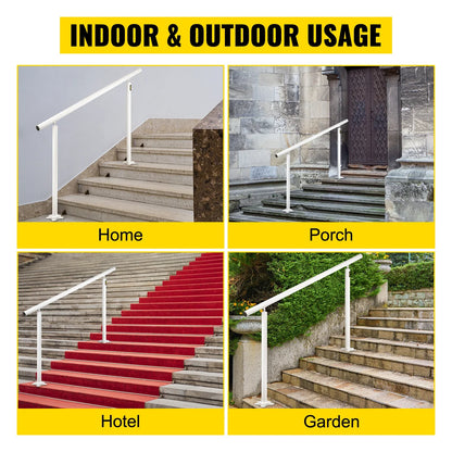 VEVOR Handrail for Outdoor Steps Aluminum Stair Handrail Fit 0-5 Steps w/ Installation Kit Building & Hardware Home Improvement