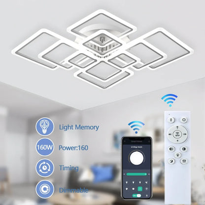 Modern LED Ceiling Light Dimmable Ceiling Lamp Fixture  Acrylic Flush Mount Ceiling Chandelier Lighting for Living Room Home