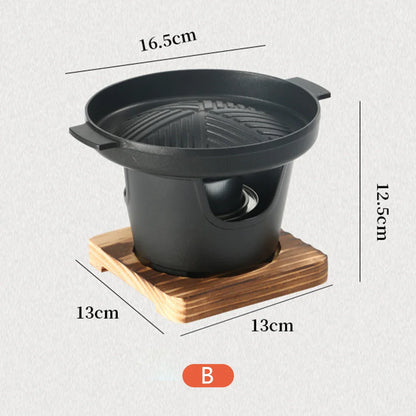 Mini BBQ Alcohol Stove Barbecue Grill Japanese One Person Cooking Oven Detachable Outdoor BBQ Plate Roasting Meat Tools