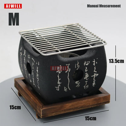 AIWILL Portable BBQ Grill Korean Food Carbon Furnace Barbecue Stove Charcoal Cooking Oven Household Outdoor Reusable Grill Box