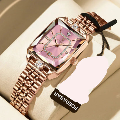Luxury Elegant Watch For Women Date Waterproof Rectangle Ladies Watch
