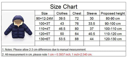 Winter Baby Kids Fleece Jacket Warm Hooded Down Outerwear