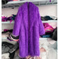 Faux Fur Jacket Women Long Coat Thick Fluffy Winter Warm Shaggy Overcoat Open Stitch Outerwear Turn Down Collar High Street
