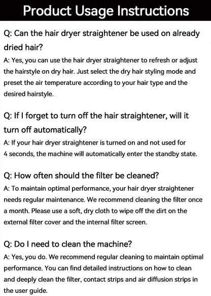 2-in-1 Hair Straightener and Dryer Combo - Negative Ion Heating Flat Iron for Quick, Long - Lasting Hair Styling at Home，salon