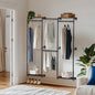 Industrial Pipe Clothes Rack, Wall-Mounted Metal Clothes Stand, Walk-in Wardrobe, with Shelves