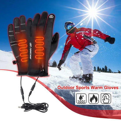 USB Touch Screen Gloves Electric Heated Hand Warmer Anti-Slip Glove for Cycling Running Driving Hiking Walking for Women Men